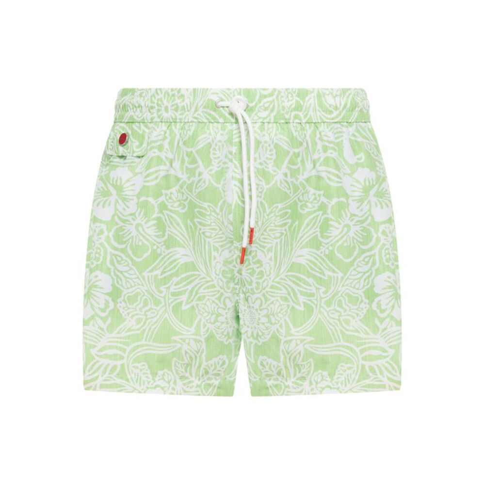 Kiton Men Swimsuit In Technical Fabric With All-Over Floral Pattern